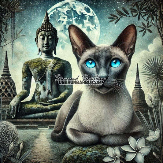 Sanctuaire du Bouddha et du Chat (90cm x 90cm) - UnBrunBarbu