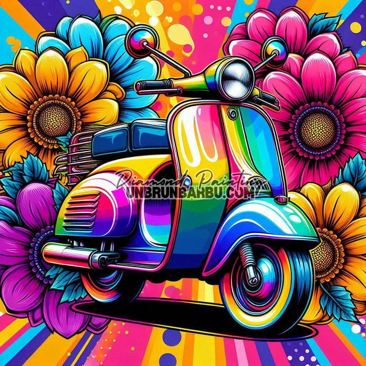 Scooter des Rêves (60cm x 60cm) - UnBrunBarbu