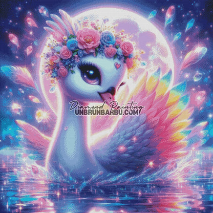 Sérénade du Cygne Féérique (100cm x 100cm) - UnBrunBarbu