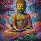 Sérénité en Éclats, Bouddha au Centre d’une Explosion de Couleurs. (80cm x 110cm). - UnBrunBarbu