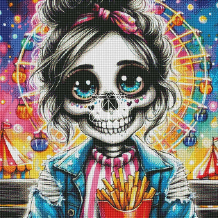Soirée au Parc d'Attractions (80cm x 80cm) - UnBrunBarbu