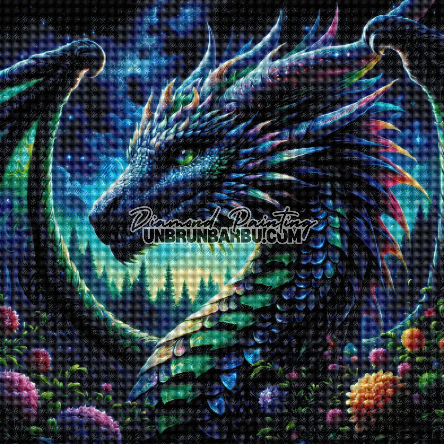 Souffle du Dragon Céleste (100cm x 100cm) - UnBrunBarbu
