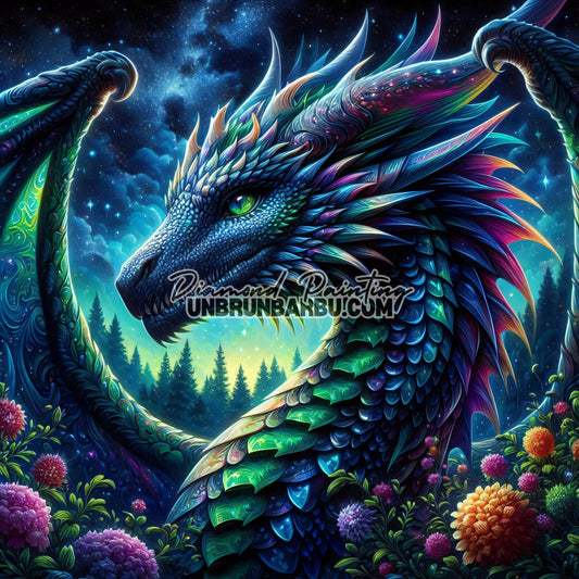 Souffle du Dragon Céleste (100cm x 100cm) - UnBrunBarbu