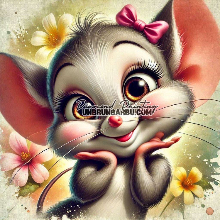 Souris Aux Yeux Pétillants (80cm x 80cm) - UnBrunBarbu