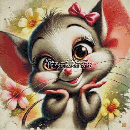 Souris Aux Yeux Pétillants (80cm x 80cm) - UnBrunBarbu