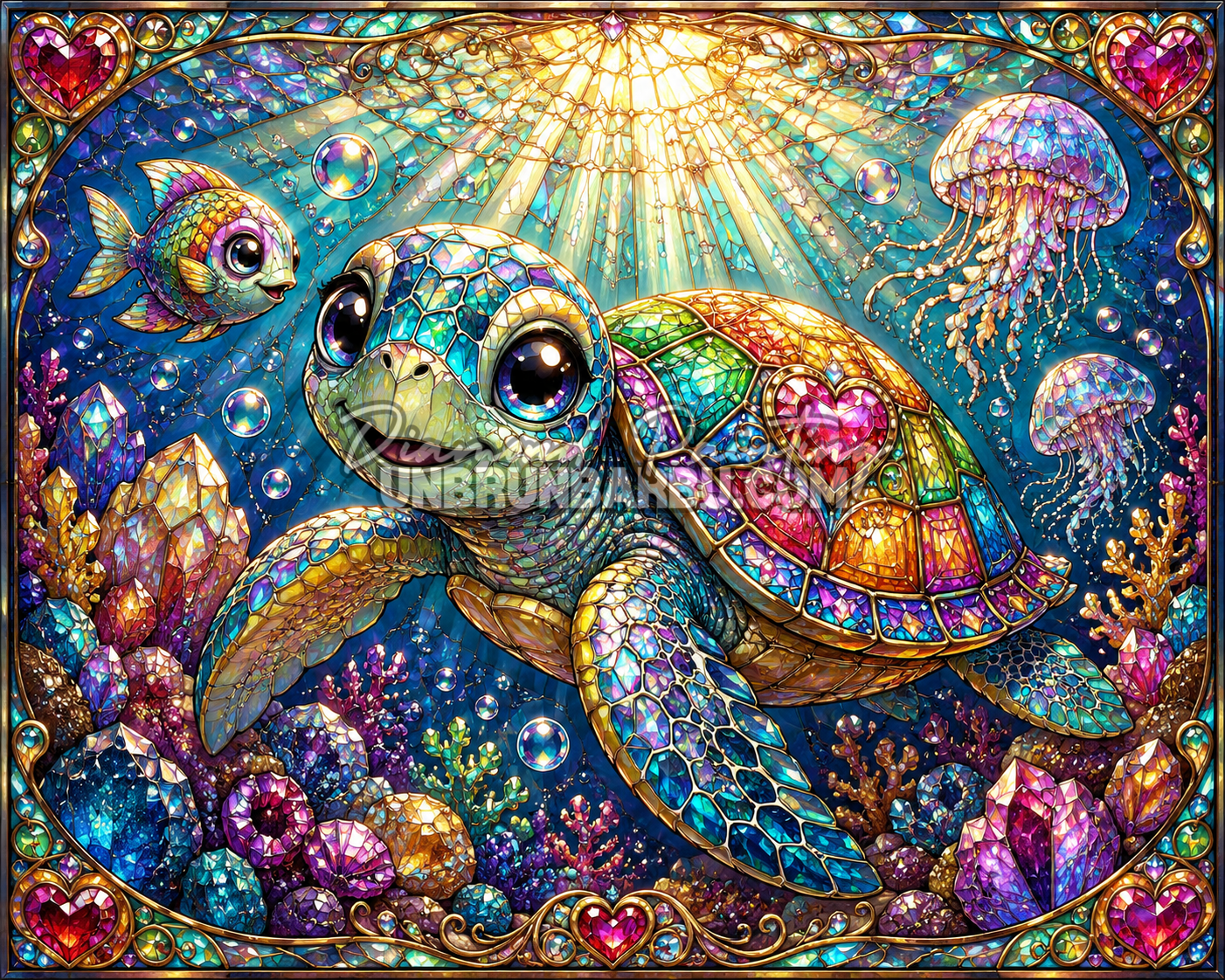 diamond painting tortue aux mille tresors illustration