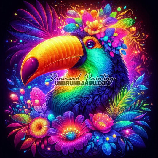 Toucan des Mille Fleurs (90cm x 90cm) - UnBrunBarbu