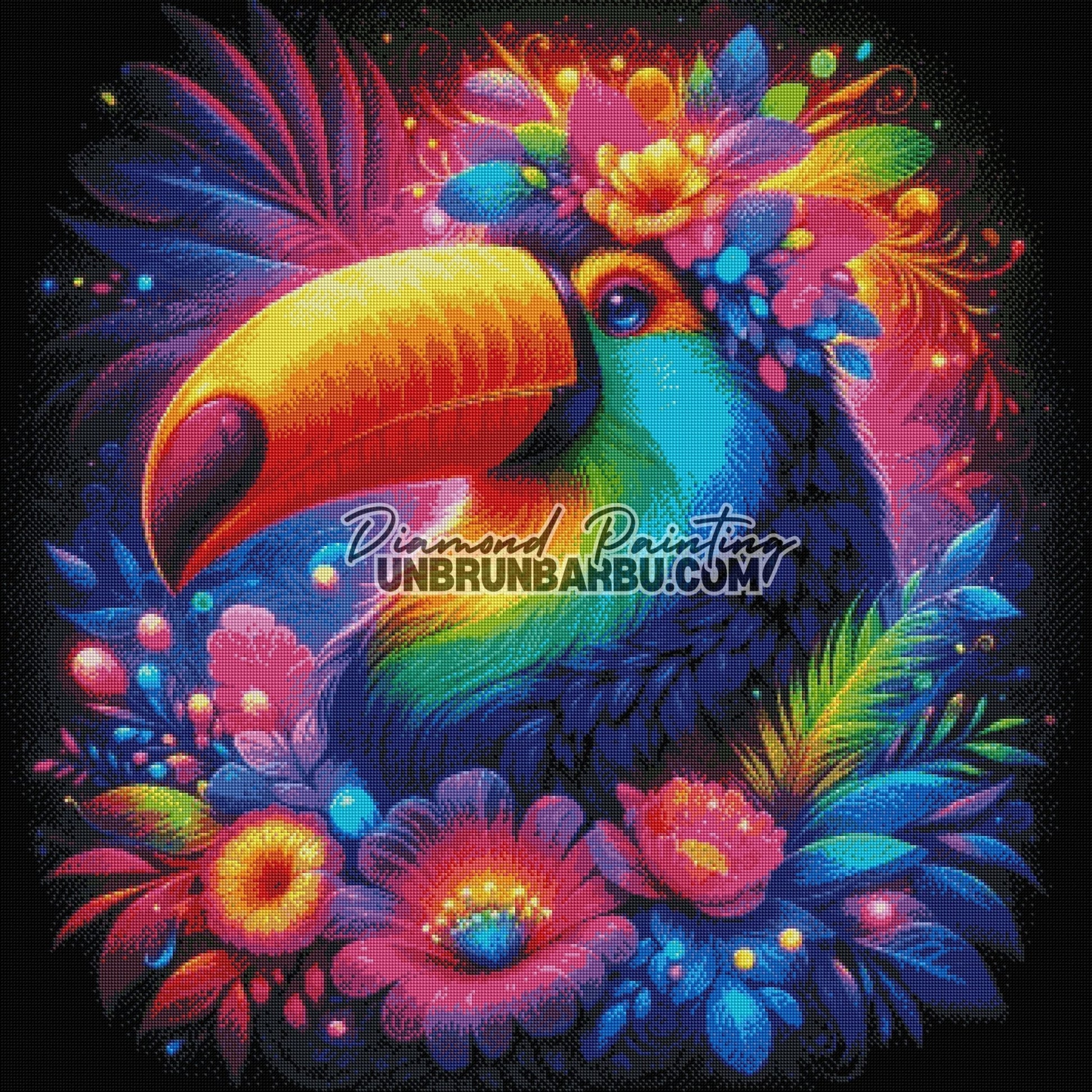 Toucan des Mille Fleurs (90cm x 90cm) - UnBrunBarbu