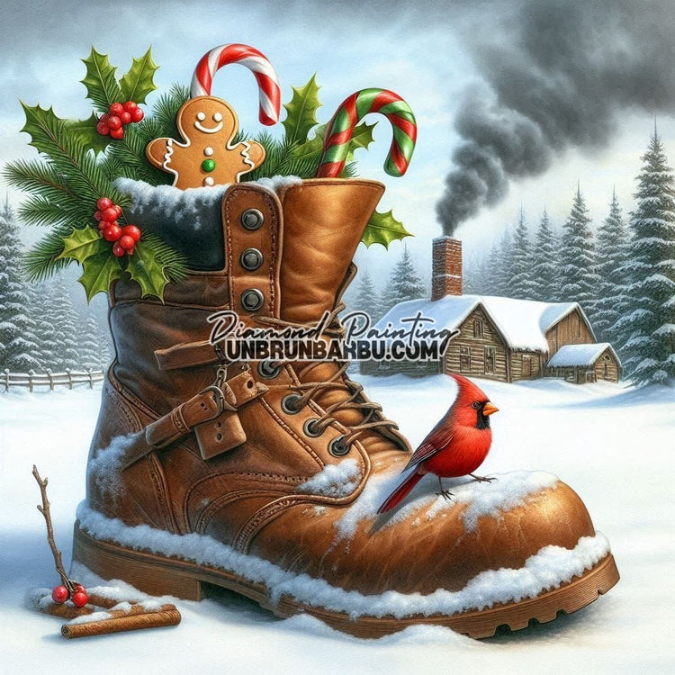 Trésor de Noël au creux de la botte (90cm x 90cm)