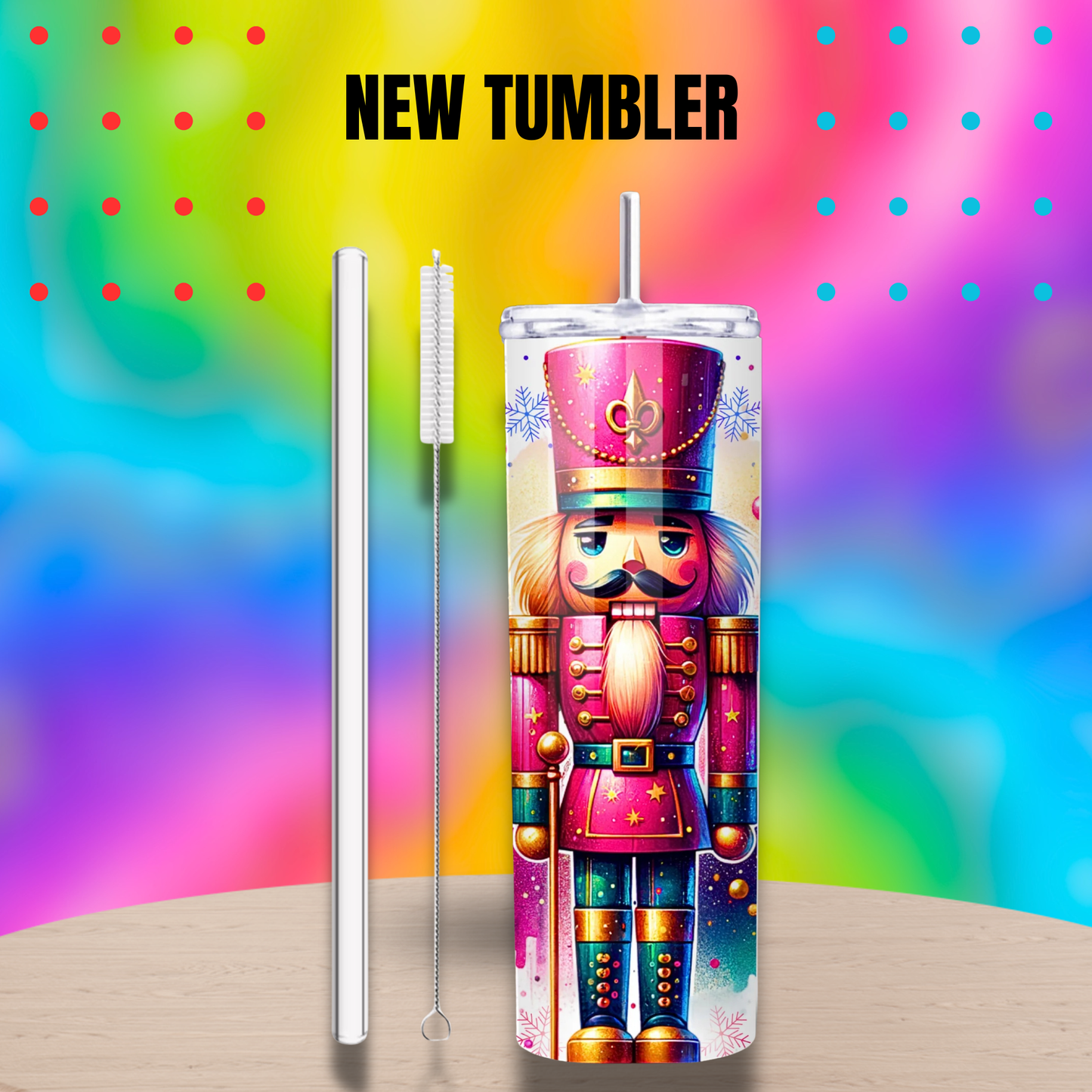 tumbler casse noisette noel 20 oz avec paille inox et goupillon