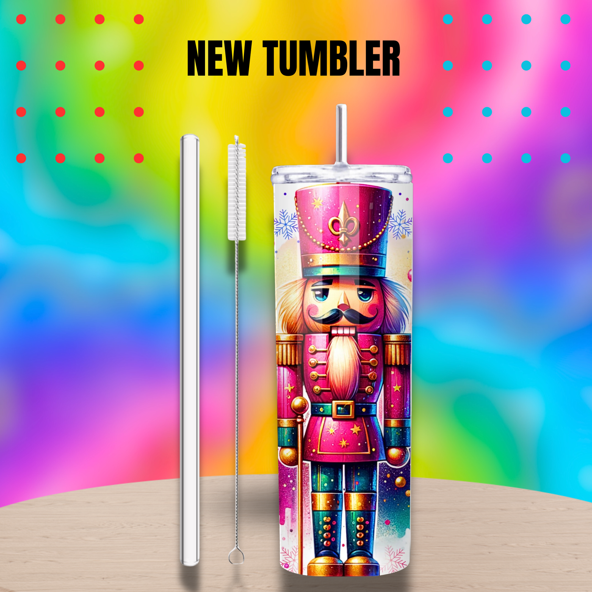 tumbler casse noisette noel 20 oz avec paille inox et goupillon