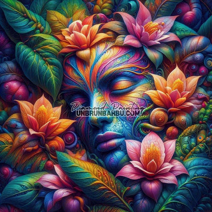 Visage dans la Jungle (100cm x 100cm) - UnBrunBarbu