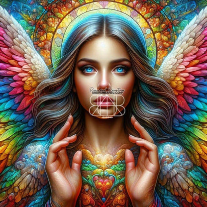 Vitraux Divins L’Ange Enigmatique. (120cm x 120cm) - UnBrunBarbu