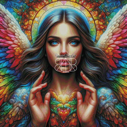 Vitraux Divins L’Ange Enigmatique. (120cm x 120cm) - UnBrunBarbu