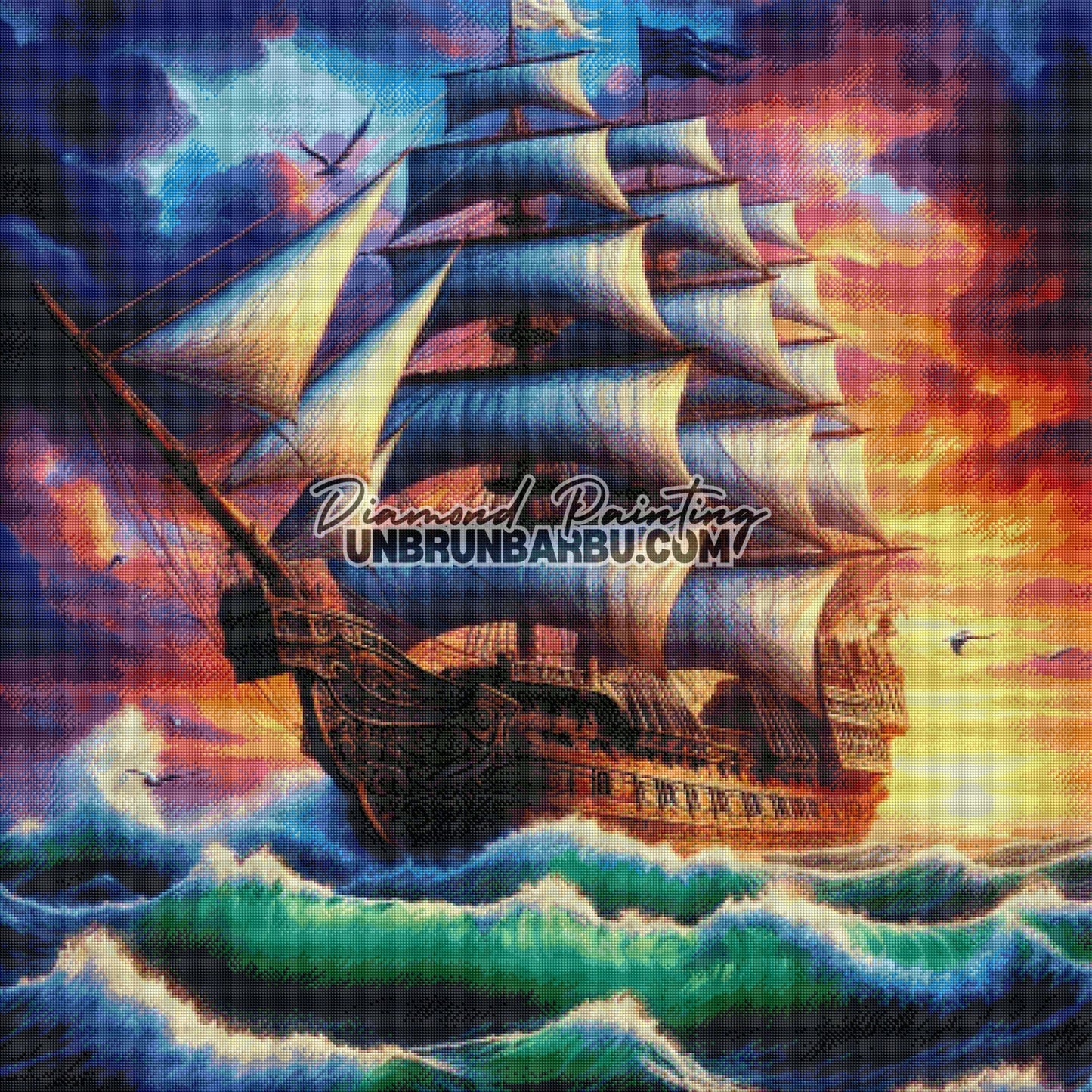 Voilier des Horizons Lointains (100cm x 100cm) - UnBrunBarbu