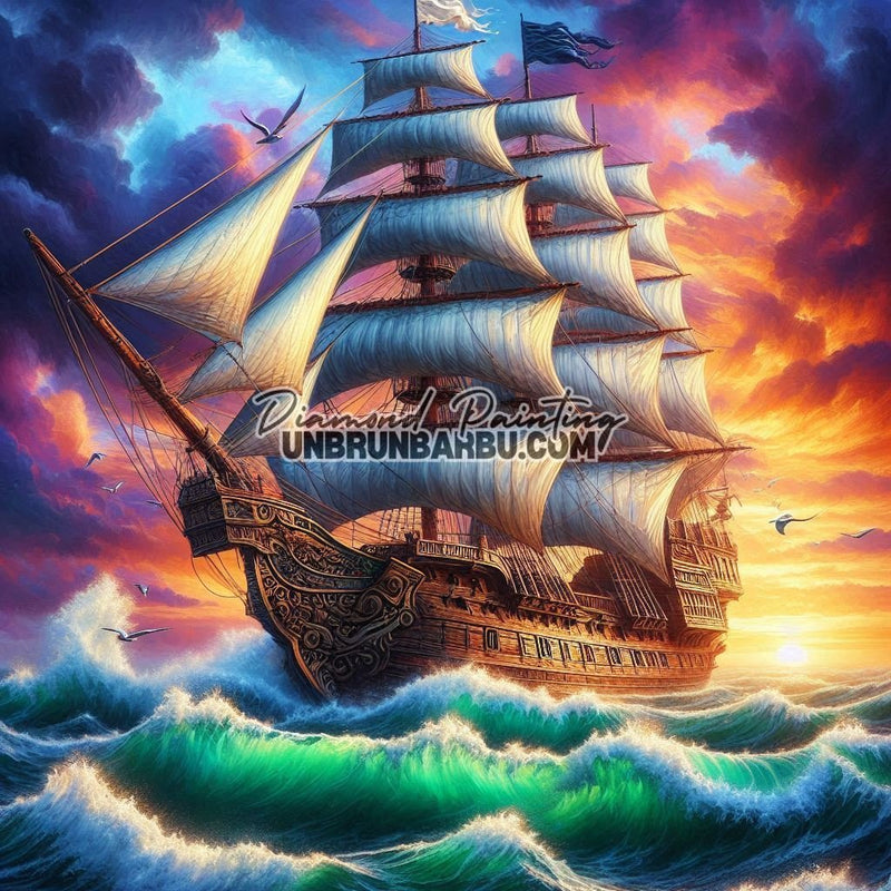 Voilier des Horizons Lointains (100cm x 100cm) - UnBrunBarbu