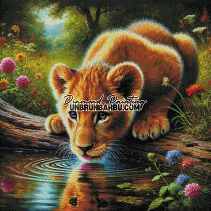 Voyage Du Lionceau Intrépide (100cm x 100cm) - UnBrunBarbu