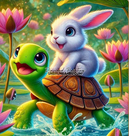 Voyage Enchanté au Pays des Lotus (90cm x 95cm) - UnBrunBarbu