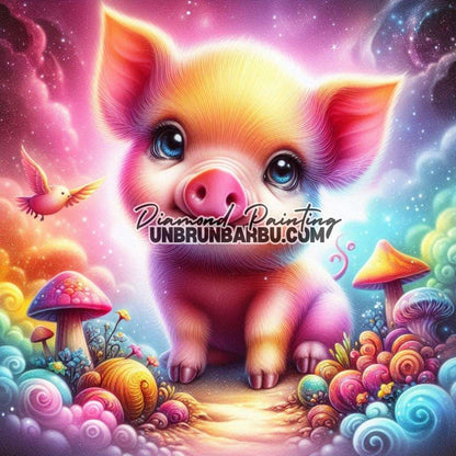 Voyage Enchanté du Petit Cochon (90cm x 90cm) - UnBrunBarbu