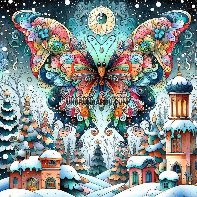 Voyage Magique du Papillon de Noël (100cm x 100cm) - UnBrunBarbu
