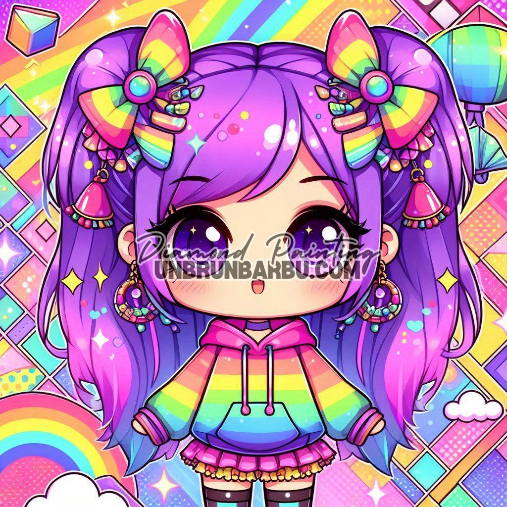 Yumi Gardienne de l’Arc - en - Ciel (80cm x 80cm) - UnBrunBarbu