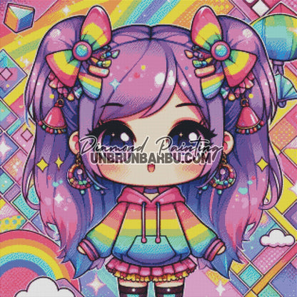 Yumi Gardienne de l’Arc - en - Ciel (80cm x 80cm) - UnBrunBarbu