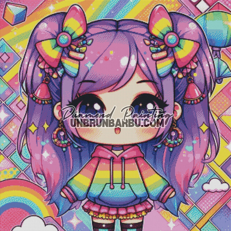 Yumi Gardienne de l’Arc - en - Ciel (80cm x 80cm) - UnBrunBarbu
