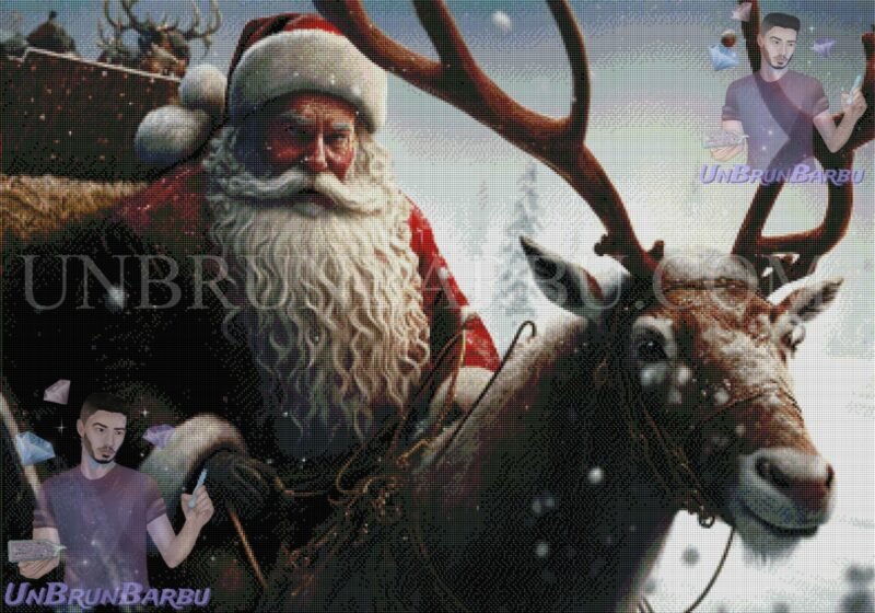 Toile Légende Hivernale : Père Noël en Route.